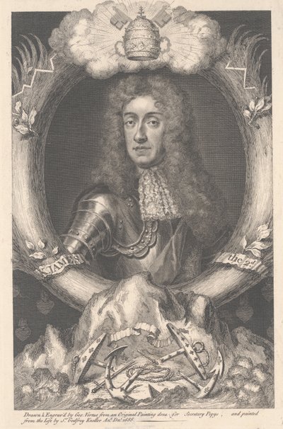 James II, engraved by George Vertue, 1688 by Godfrey Kneller